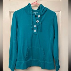 Eddie Bauer teal Henley Hoodie Medium